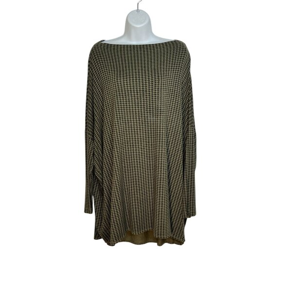 bryn Walker Dimitri Nocola Houndstooth Tunic Top Olive Green Black Large - Picture 3 of 12